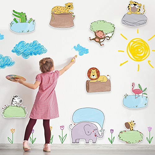 Outus 45 Pcs Jungle Animal Cutouts, Safari Classroom Decorations, 5.9 Inch