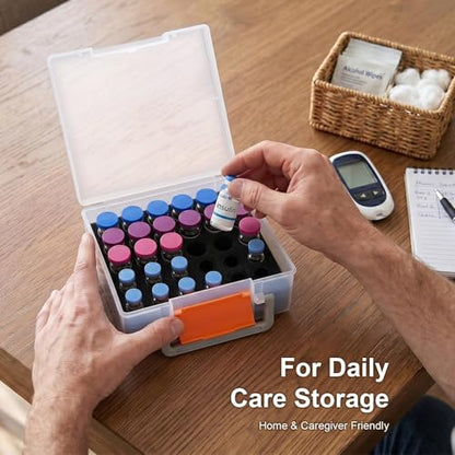 Peptide Case for Fridge and Freezer, 30-Slot Insulin Vial Storage Case (Transparent, Normal) - color: Transparent