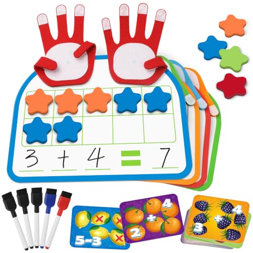 Coogam Montessori Math Manipulatives Number Counting Block, Magnetic Ten Frame Addition Subtraction Practice with Dry Erase Board, Educational Learning Toy Gift for 1st 2nd & 3rd Grade