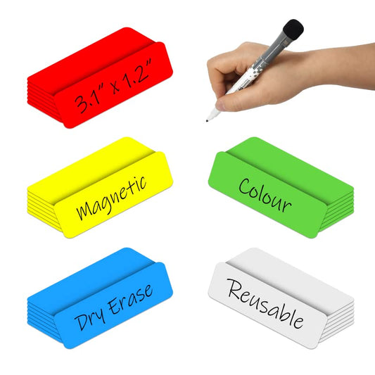 Dry Erase Magnetic Labels 3.1x1.2 Inch, Reusable Magnetic Labels for Whiteboards Locker School Classroom Office Home,Pack of 40 - color: Multicolored, size: 3.1 x 1.2 Inch