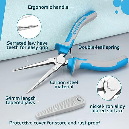 SPEEDWOX Fine Tips Needle Nose Pliers With Serrated Jaw Precision Jaw - style: Upgrade Fine Tips Needle Nose