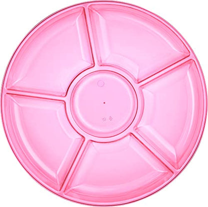 Plasticpro 6 Sectional Round Plastic Serving Tray/Platters Pink Pack of 2 - color: Pink