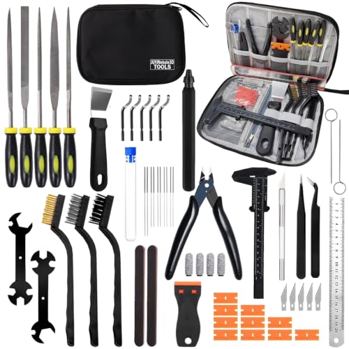 56Pcs 3D Printer Tool Kit for FDM & SLA, Includes Nozzle Unclogging, Support Removal, Model Polishing & Calibration Tools, with Portable Organized Storage Bag