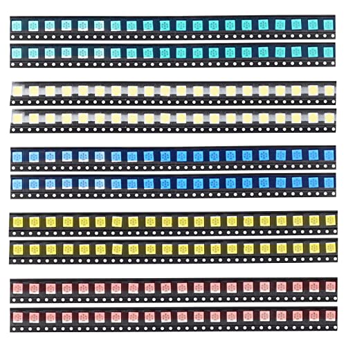 200pcs SMD LED Diodes Kit RGB 5050 Lights Assorted Diode SMD LED Diodo Kit Green RED White Blue Yellow Lighting Bulb Each 40PCS Lamps Light Emitting Diodes 5050 LED Kit - color: 5050 Multi-colored