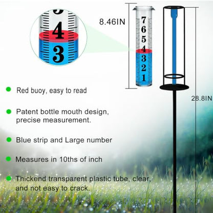 Rain Gauge Outdoor, Freeze Proof Rain Gauges Outdoors Best Rated, Upgraded Accurate Rain Measure Gauge for Yard, Thickened Plastic Rain Meter with Stake, Large Font Water Gauge, Adjustable Height - color: 4-Section Rain Gauge 1