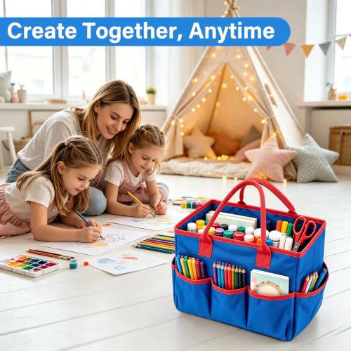 ZKOO Art Craft Organizer Tote Bag, Desktop Tote and Organizer Blue - color: Blue