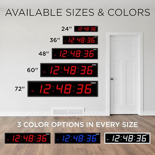 Ivation Oversized Digital Wall Clock with Large LED Display & Timer, 60" - color: Red, size: 60" Inch