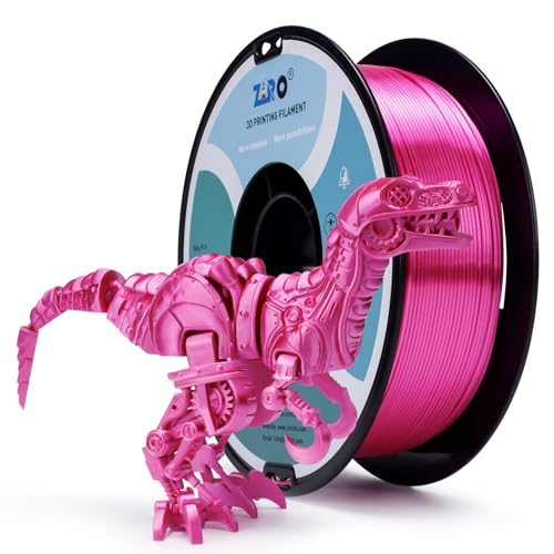 ZIRO Glossy PLA Filament, Silk 1.75mm 3D Printing Material, 1KG Rose - color: Silky-rose