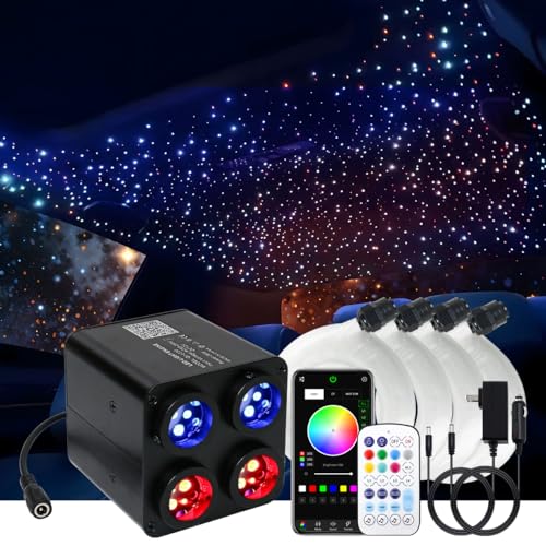 AKEPO 36W 4 Color Twinkle Starlights Headliner Fiber Optic Lights Kit - size: 1600pcs*13.1ft*0.03in