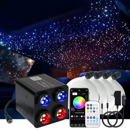 AKEPO 36W 4 Color Twinkle Starlights Headliner Fiber Optic Lights Kit - size: 1600pcs*13.1ft*0.03in