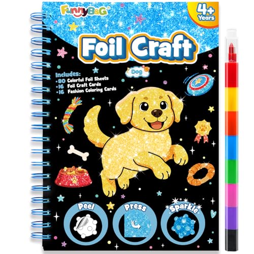 FUNNYB&G Foil Art Craft Kit for Kids, Sparkly Birthday Gift Toy for Kids - style: Dog