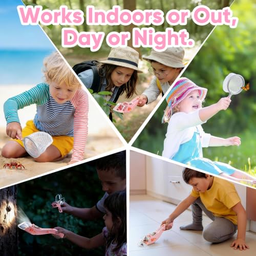 Bug Catcher for Kids with Light and Insect Habitat Outdoor Exploration Toys - color: Pink