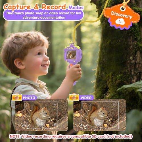 Borescope Snake Camera Endoscope with Light & Flexible Tube for Kids - Educational STEM Science Toy for Boys & Girls Ages 3-10, Birthday for Nature Exploration - Purple