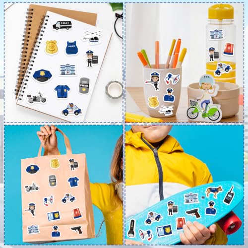 300Pcs Police Foam Stickers, Self-Adhesive Police Car Dog Stickers Cop Themed Decals Sticker Decorations for DIY Crafts Party Supplies School Activity Reward - style: Police