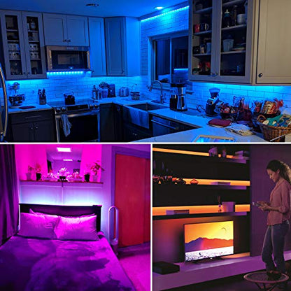 LED Rope Lights 50ft/15m RGB Dimmable Strip Lighting Kit, Flexible 450 LED, 110V, Waterproof, Male and Female Connectors, Power Plug Built-in Fuse Design, Infrared Remote Control - size: 15M