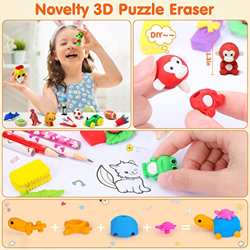 Palmatte 140PCS Animal Erasers Bulk Treasure Box Prizes for Kids Classroom