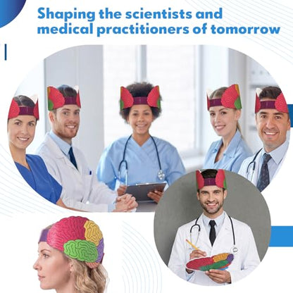 Janmercy Brains Hat for Teaching & Labels Elastic Cap Brain Model Brain Shaped Notepads Pencil for Learning Anatomical