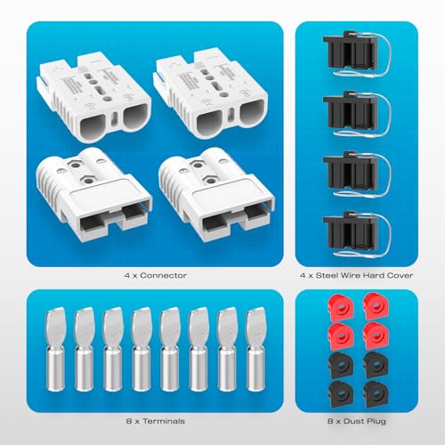 Anderson Connector, 175AMP 1/0AWG Battery Quick Connect w/Hard Cover 12V-36V Anderson Plug Winch Wiring Kit for Cable RV Truck Winch (4pcs)-Gray - size: Gray-4pcs