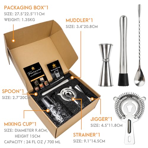 Cocktail Mixing Glass Kit, Bartender Gifts for Men