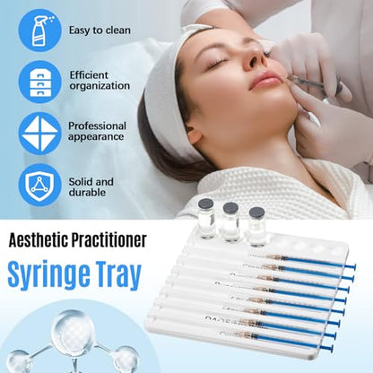 Chunful 2 Pcs Aesthetics Syringe Tray 8 Slots, Vial Holder, White - color: white