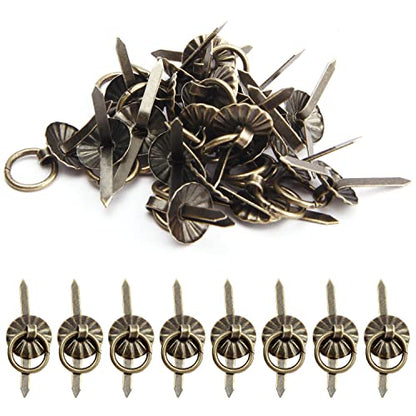 50Pcs Metal Brad Fasteners with Decorative Pull Rings, Pull Ring Handle - color: Small Bronze 50Pcs