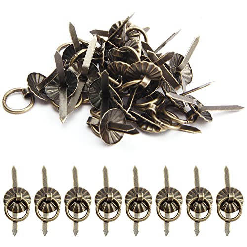 50Pcs Metal Brad Fasteners with Decorative Pull Rings, Pull Ring Handle - color: Small Bronze 50Pcs