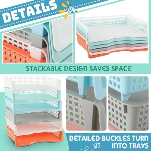 Teenyyou Set of 12 Colorful Classroom Turn in Trays Stackable, Boho - color: Boho