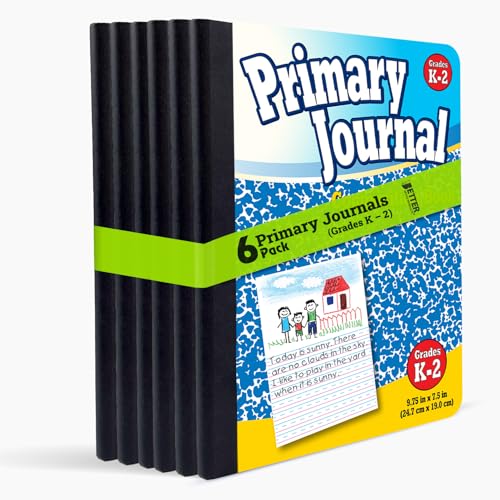 Better Office Products Primary Journal, Hardcover, Primary Composition Book Notebook - Grades K-2, 100 Sheet, One Subject, 9.75" x 7.5", Blue Cover-6 Pack - style: 6 pack