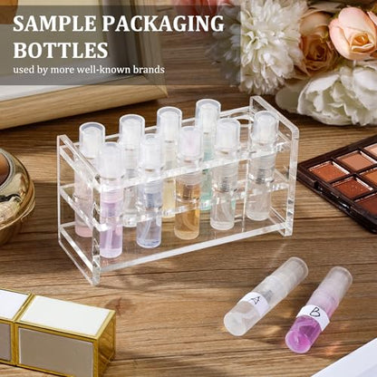 Chiallco Mini Perfume Sample Bottles, 2 ml Plastic Small Spray Bottle 10 Pack, Fine Mist, Portable Perfume Travel Refillable Bottle, Upgraded atomizer sprayer, Clear - style: 2ML
