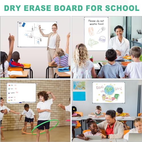 H-Qprobd 3' x 2' Whiteboard Dry Erase White Board for Wall 36x24 (2pcs) Magnetic Boards for Office Classroom & Home, Small Wall Whiteboard Including 6 Markers, 20 Magnets, 2 Erasers - size: 36"x24"(2pcs)
