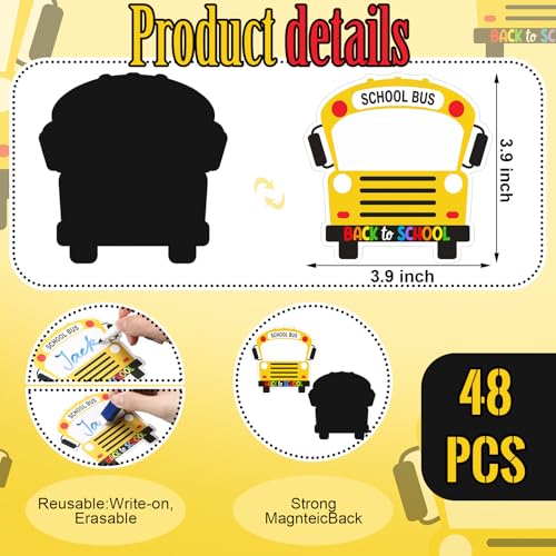 Geyoga 48 Pcs School Bus Name Tags Dry Erase Labels for Classroom - color: Bright Colors, style: School Bus