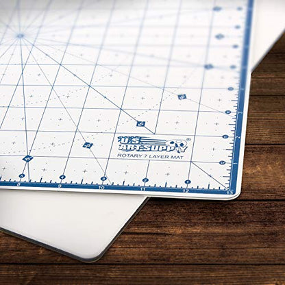 U.S. Art Supply 14"x14" Self-Healing Cutting Mat 7-Ply - Rotary White/Blue - size: 14"L x 14"W