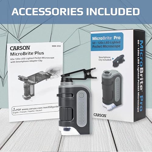 Carson MicroBrite Pro Kit with Pocket Microscope & Smartphone Adapter Clip - style: Microscope + Phone Clip & App