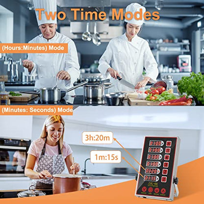 Commercial Kitchen Timer 6 Channel Digital Loud Alarm Cook Timer - color: Black