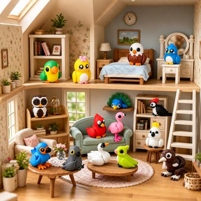 24Pcs 3D Printed Birds Animals Articulated Flexible 3D Printed Fidget Toys - color: White