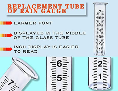JMBay Rain Gauge Replacement Tube,7 inch Capacity Outdoor Rain Gauge Glass Tube for Garden Yard Home, Upgraded Lip Design Large Font Transparent Measure Tube,Best pcs Tube with 1 Clean Brush. - color: Glass Rain Gauge Tube