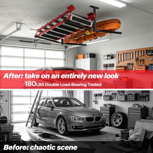 Ceiling Kayak Storage Rack for Garage, Heavy-Duty Overhead Kayak Hanger - size: Double (2pc )