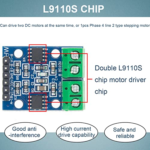 L9110S DC Stepper Motor Module, 5Pcs Dual-Channel H-Bridge DC Stepper Driver Board 2.5-12V Motor Driver Controller Module LED Lights for Arduino Stepper Motor Smart Car