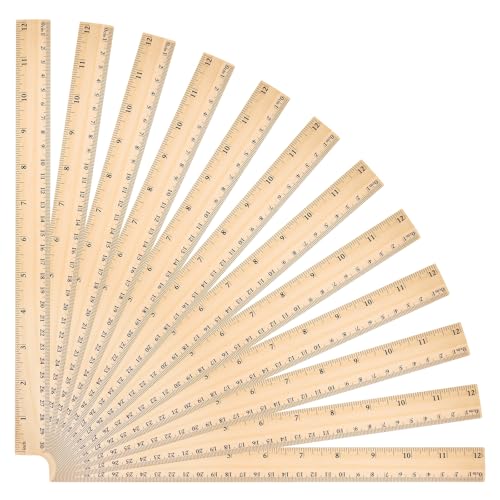 Ruler 12 Inch Wooden Rulers 12 Packs for School,Home and Office(30 cm)