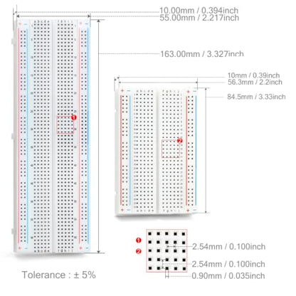 Chanzon Breadboard Kit: 2X Solderless Breadboard + 40pcs 24AWG Jumper Wires - size: 400+830 Points