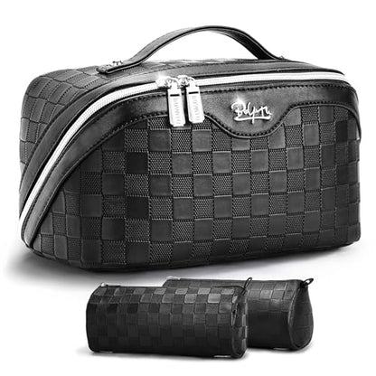 BOYATU Travel Makeup Bag Organizer: 3 Pcs Large Cosmetic Bags Set for Women - color: 01-Black