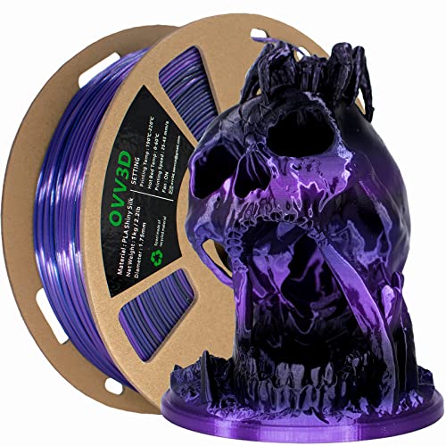 PLA Filament 1.75mm, 3D Printer Filament Silk Black Purple Color Changing, Silk PLA Filament, 3D Printing Filament 1.75 +/-0.02mm, 1kg - color: Black Purple