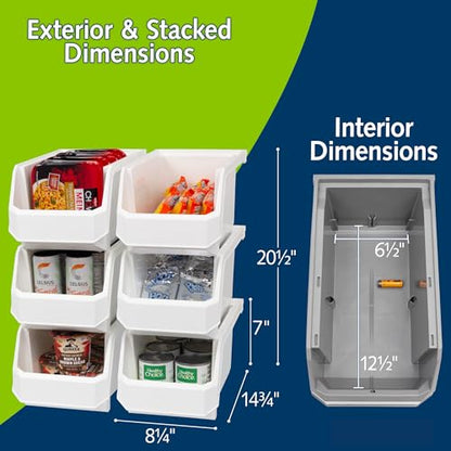 ReadySpace Large Stackable Plastic Storage Bins, 6-Pack, White - color: White, size: Large, 6-Pack