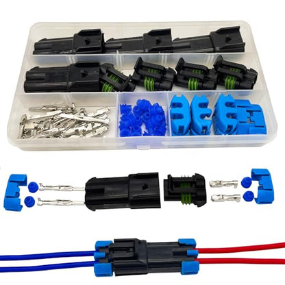 14-12 AWG 2 Pin Connector Waterproof Weather Pack Wire Connectors Kit(4set) - size: 2pin/4kit/14-12AWG