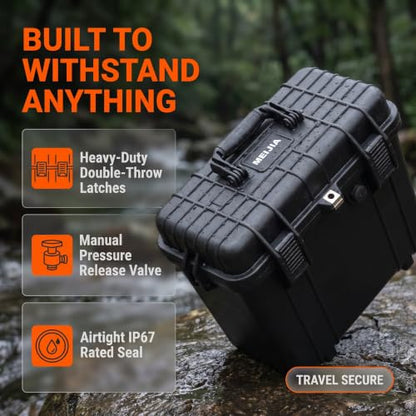 MEIJIA All Weather Waterproof Hard Camera Case With Customized Fit Foam Included, Elegant Black,Fit for Drones,camera,lens,16.26x8.66x13.39inches - size: 16.26" x 8.66" x 13.39"