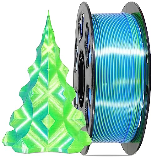 MIKA3D 1KG Dual Color Co-Extrusion 3D Silk PLA Filament, Shiny Sapphire Blue Lime Green 2 Colors in 1 3D Material, 1.75mm Bicolor Dichromatic 2 Colors 3D Printing PLA, Widely Fit for 3D Printer - color: 1 Spool - Limgreen/Sablue