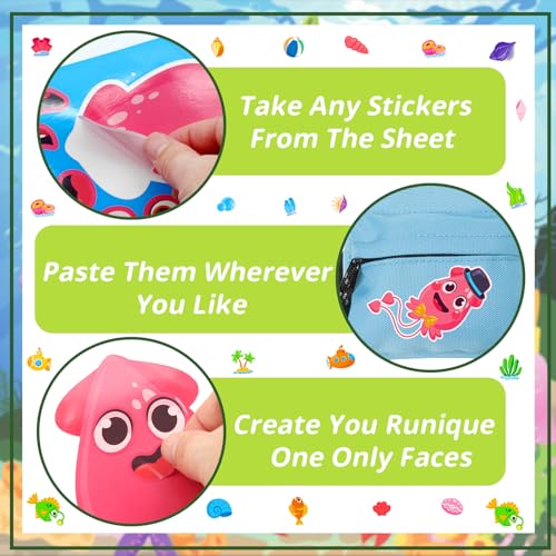24 Sheets Make Your Own Ocean Sea Animals Stickers for Kids, Party Favors, Birthday Gifts, Classroom Rewards, Sea Crafts for Boys and Girls - color: Sea Animals