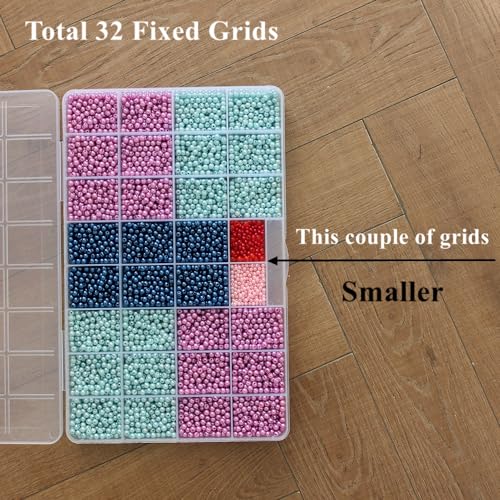 3 Pack Fixed 32 Grids Clear Plastic Storage Box