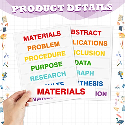 Lewtemi 14 Sheets Science Fair Subtitles Self Adhesive Paper,Rainbow Color - color: Rainbow Color