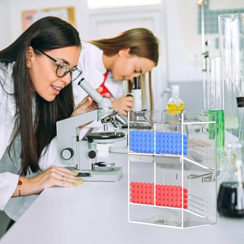 Acrylic Test Tube Rack, Clear Tube Holder Organizer Stand with 4 Compartments, Extra Bottom Storage, and 2 Pull-Out Trays, Wall Mount or Countertop for Lab, Hospital, Office, 11.7"H x 7.9"W x 5.2"D - size: 4 Compartment 11.7"H x 7.9" W x 5.2" D